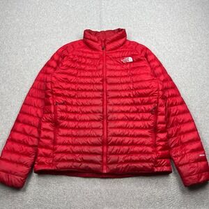 North‎ Face Jacket Mens Large Red 800 Fill Goose Down Quilted Full Zip Puffer